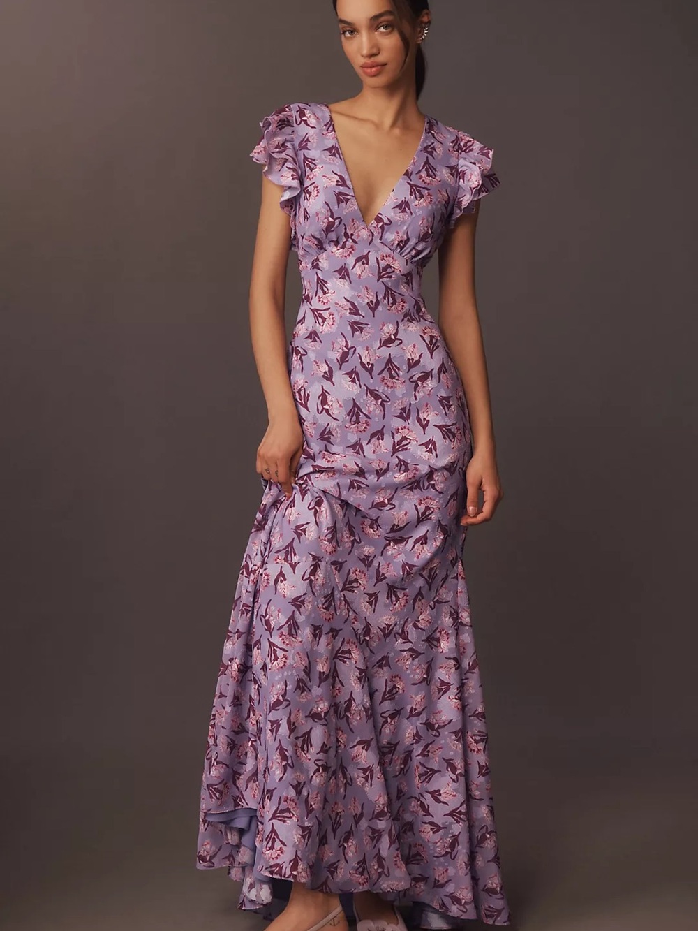 BHLDN Eva Flutter Sleeve
Plunge V-Neck Maxi Dress-Anthropologie